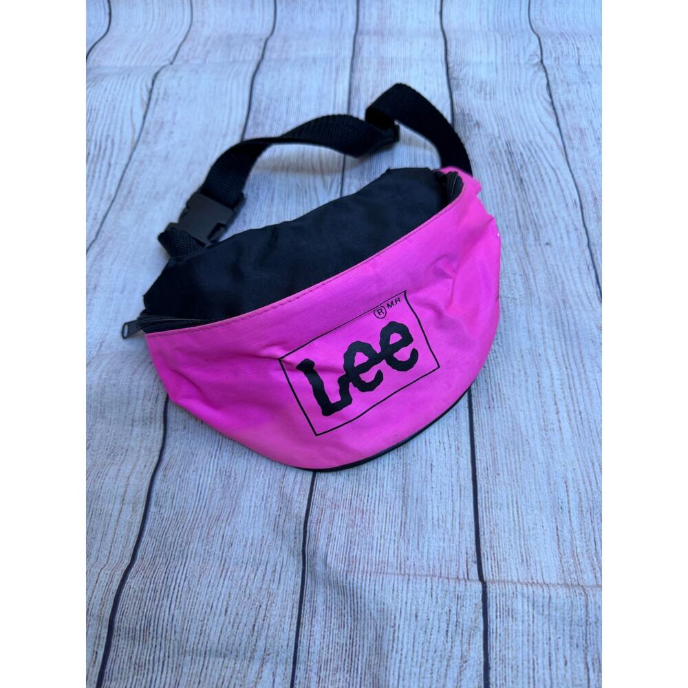 Vintage 80s 90s Lee Jeans Fanny Pack Hot Pink Adjustable Waist Strap